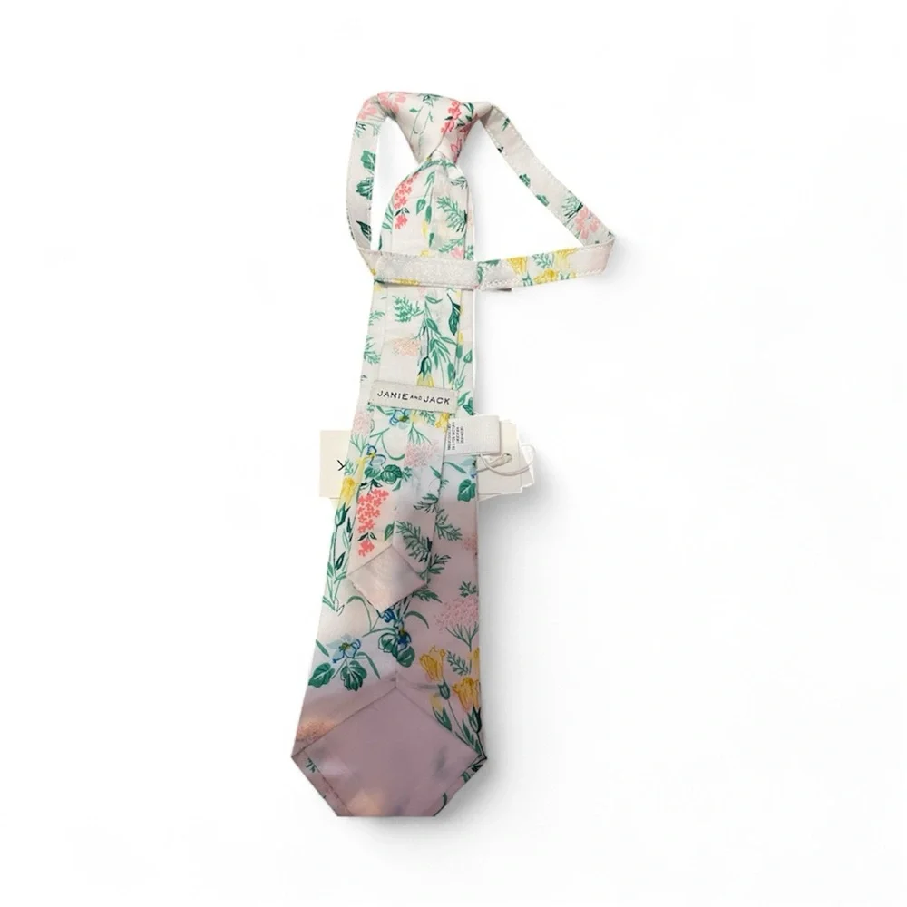 Janie and Jack Kids Tie with Floral Pattern - Pink and Green